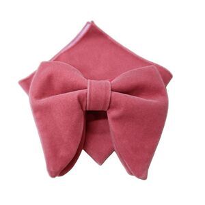 Velvet Pre-Tied Oversize Bowtie with Pocket Square Bow Tie Sets Dusty Pink